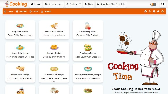 Cooking Nulled – Recipe and Food Website Blogger Template Free
