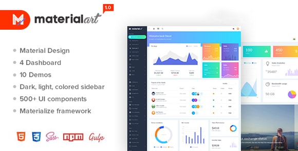 Materialart Powerful Material Admin Template Nulled – HTML Theme
