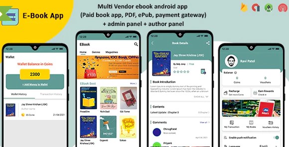 Multi VendoreBookAndroidAppv.(Paidbookapp,PDF,ePub,PaymentGateway)+AdminPanel+AuthorPanelSourceCode