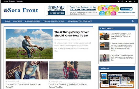Sora Front Blogger Template Free