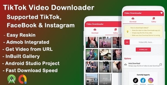 Tiktok, Facebook, Instagram Video Downloader App Source Code