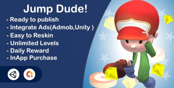 Jump Dude Nulled – Unity Complete + Admob + InApp + Ultra Casual Game