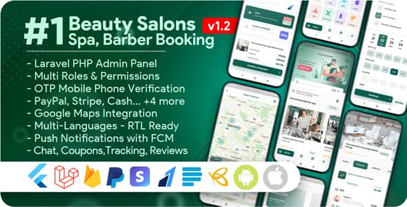 BeautySalons,Spa,Massage,BarberBooking,BusinessListingMulti VendorAppwithAdminPanelv..