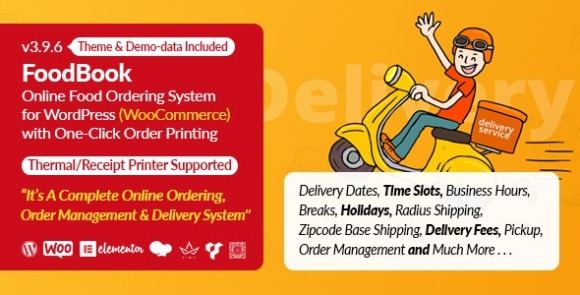 FoodBook Online Food Ordering and Delivery System for WordPress with One Click Order Printing
