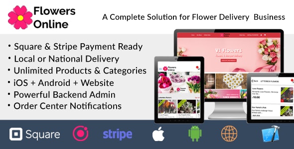 FlowersFloristsFloristryOnlineBouquetOrderingSystemiOs+Android+OnwerApp+Web+Adminv.Free