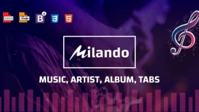 MilandoNulled&#;MusicPortalWithTrackPlaybackOnlineStoreandMusicalStaffMultiColorHTMLTemplate