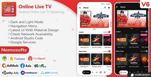 Android Online Live TV Streaming App Source Code