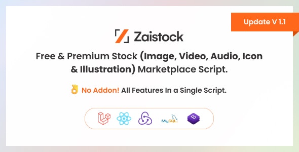 Zaistock v1.1 Nulled – Free & Premium Stock Photo, Video, Audio, Icon Illustration Script