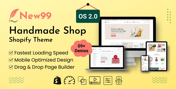New99 v1.0.2 Nulled – Handmade Shop Shopify Theme