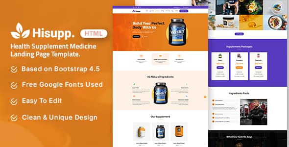 Hisupp Nulled – Health Supplement Medicine Landing Page Template