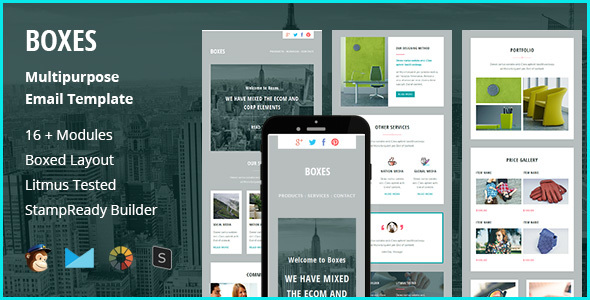 Boxes Nulled – Multipurpose Creative Responsive Email Template + Stampready Builder