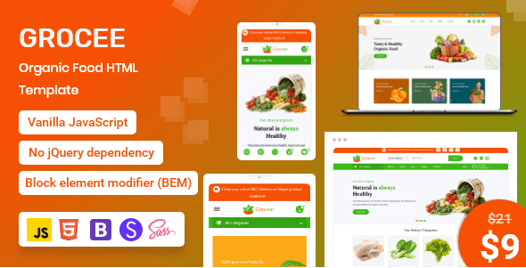 Grocee v1.4.0 Nulled – Organic Food eCommerce HTML Template
