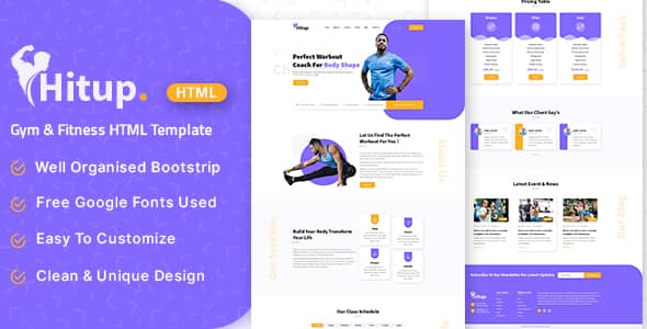 Hitup v1.0 Nulled – Fitness and Gym HTML Template