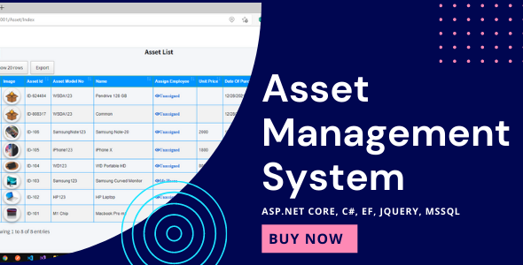 Asset Management System with Barcode | ASP.NET Core | EF Core | .NET Core 6.0 v2.0.0 Free