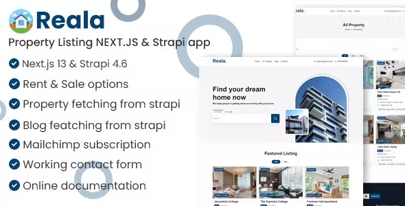 Reala Nulled – Property Listing NEXT.JS, Strapi app