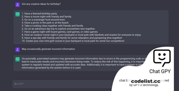 Chat GPY Nulled – AI Chat NodeJS – 27 January 2023