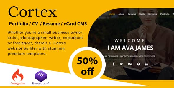 Cortex Portfolio / CV / Resume / vCard CMS v1.2 Free