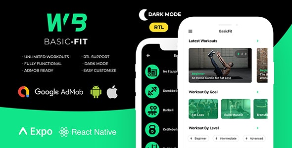 FitBasic v2.0 Nulled – Complete React Native Fitness App + Multi-Language + RTL Support
