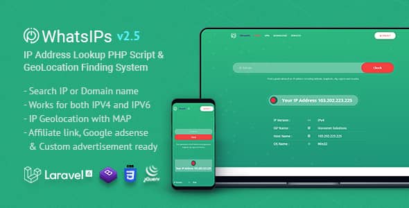 WhatsIPs v2.5 Nulled – IP Address Lookup PHP Script