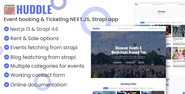Huddle Nulled – Event booking & Ticketing NEXT.JS, Strapi app