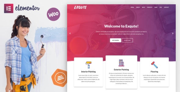Exqute v1.9 Nulled – Painting Company WordPress Theme