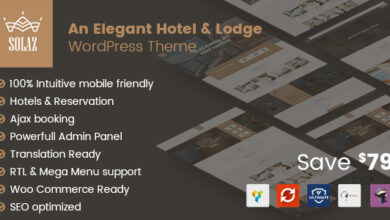 Solaz v1.2.5 Nulled – An Elegant Hotel & Lodge WordPress Theme