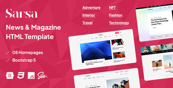 Sarsa Nulled – News & Magazine HTML Template