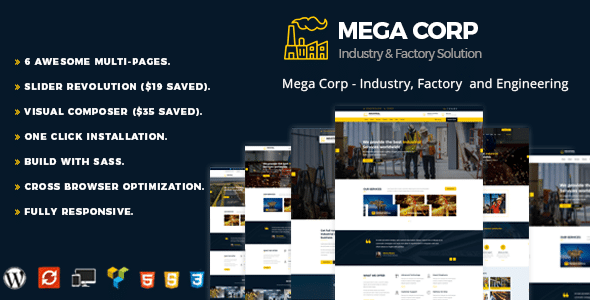 MegaCorp v2.3 Nulled – Industry & Factory WordPress Theme