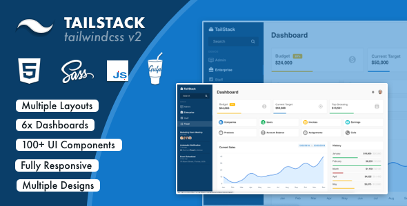 TailStack v2.0.2 Nulled – Tailwind CSS Admin Dashboards