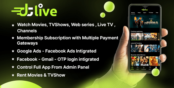 DTLive v2.0 Nulled – Movies – TV Series – Live TV – Channels – OTT – Android app | Laravel Admin Panel