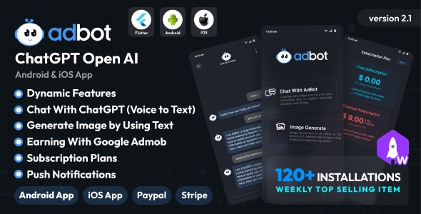 AdBot v1.0 Nulled – ChatGPT Open AI Android and iOS App