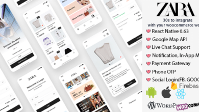 Zara App v1.0 Nulled – React Native Woocommerce