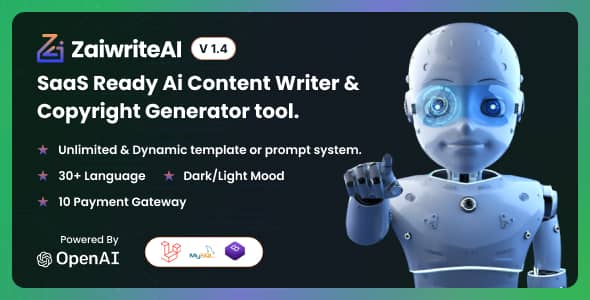 ZaiwriteAI v1.3 Nulled – Ai Content Writer & Copyright Generator tool With SAAS