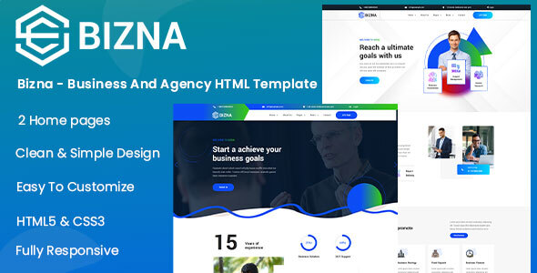 Bizna Nulled – Business And Agency HTML Template