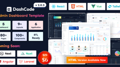 DashCode v2.0.2 Nulled – React, Vuejs, Tailwind Dashboard Template