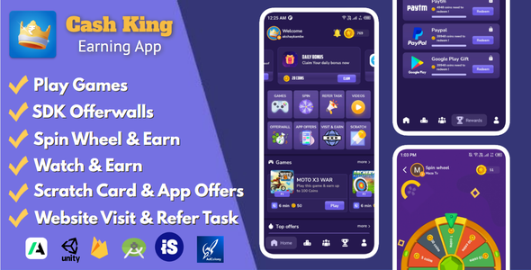 Cash King v3.0 Nulled – Android Earning App With Admin Panel