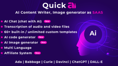 QuickAI OpenAI v2.2.1 Nulled – AI Writing Assistant and Content Creator as SaaS
