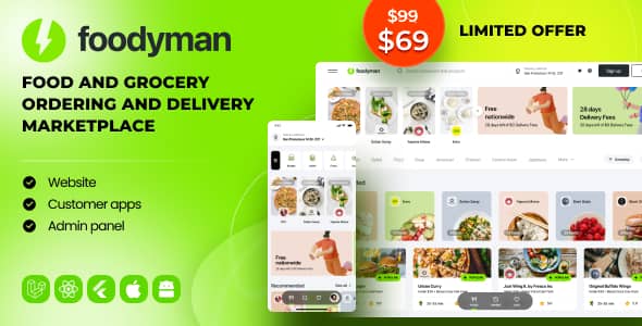 Foodyman v2023-4 Nulled – Multi-Restaurant Food and Grocery