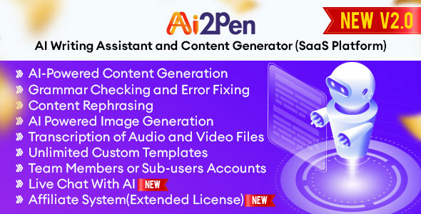 Ai2Pen v2.7 – AI Writing Assistant and Content Generator (SaaS Platform) Free