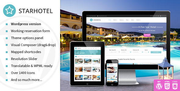 Starhotel v3.0.3 Nulled – Responsive Hotel WordPress Theme