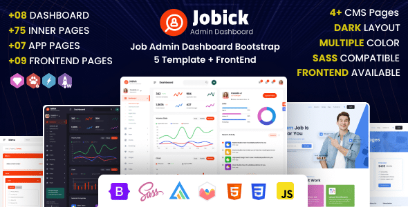 Jobick v3.0 Nulled – Job Admin Dashboard Bootstrap 5 Template + FrontEnd