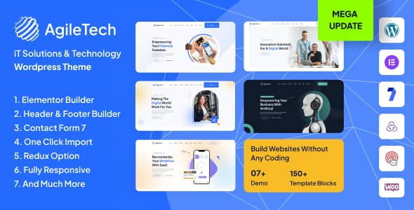 Agiletech v1.0.2 Nulled – IT Solutions Service Technology Saas Software Startup WordPress Theme