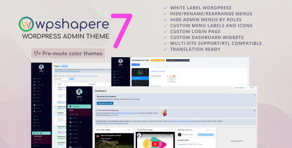 WPShapere v7.0.3 Nulled - Wordpress Admin Theme