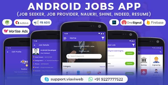 Android Jobs App v1.4 Nulled - Job Seeker, Job Provider, Naukri, Shine, Indeed, Resume