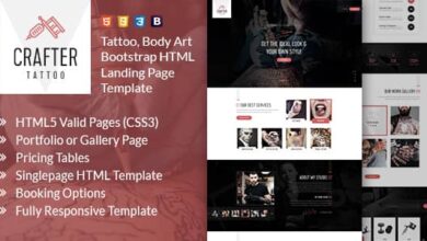 Crafter Nulled – Tattoo Bootstrap Landing Page Template