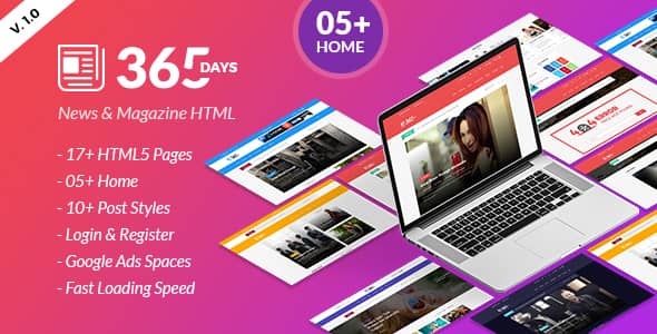 365 Days Nulled – News HTML Template