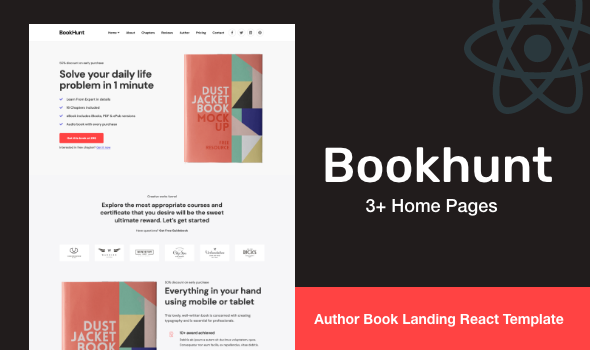 Bookhunt Nulled – Author eBook Landing React Template