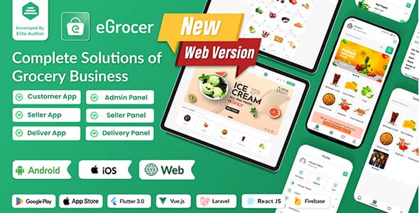 eGrocer v1.8.0 Nulled - Online Multi Vendor Grocery Store, eCommerce Marketplace Flutter Full App with Admin Panel