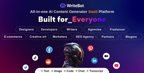 WriteBot v1.7.0 Nulled - AI Content Generator SaaS Platform