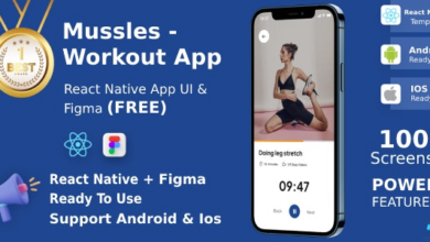 Workout Apps v1.1 Nulled - UI Kit, React Native, Figma (FREE), Mussles